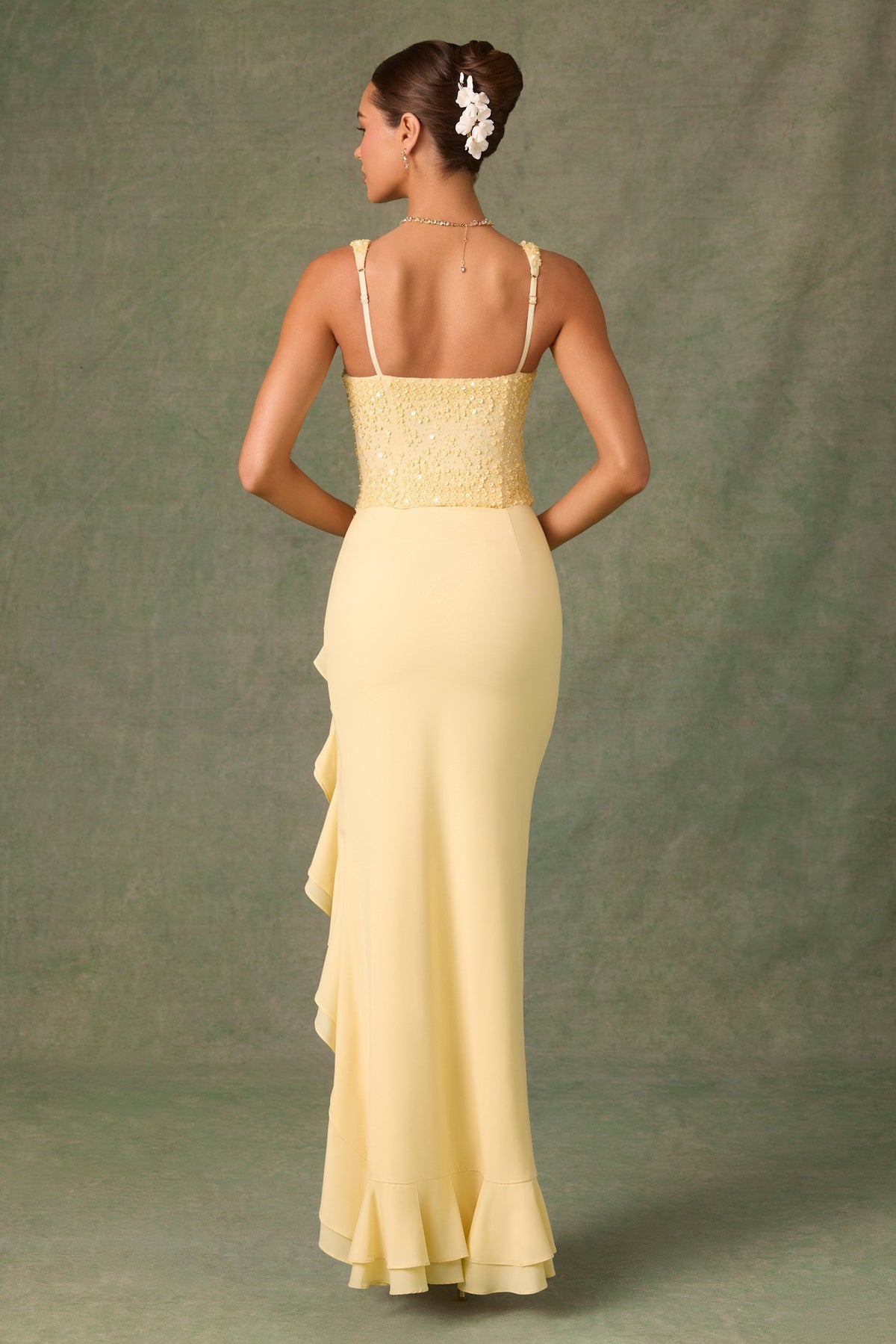 Women's Corset Maxi Dress Ruffle Split Elegant Evening Party Dress - Seldom Seen Styles
