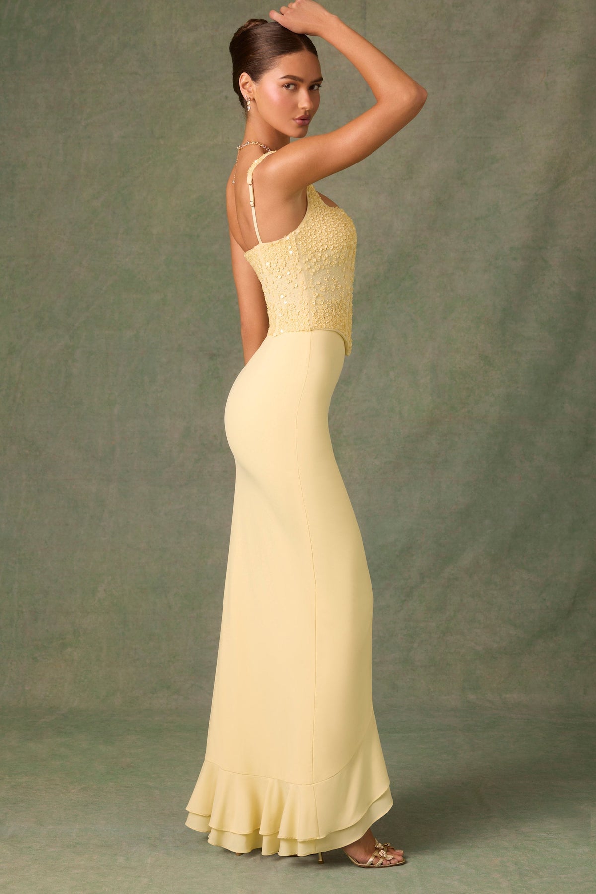 Women's Corset Maxi Dress Ruffle Split Elegant Evening Party Dress - Seldom Seen Styles