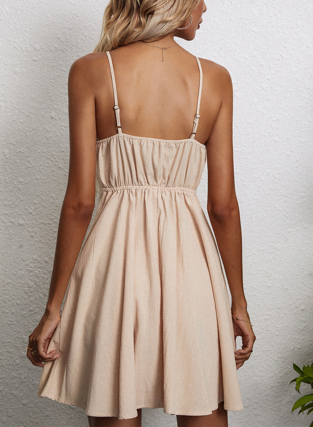 Women's Cotton Halter Neck Front Bow A-Line Midi Dress Casual Summer Vacation Beach Outfit - Seldom Seen Styles
