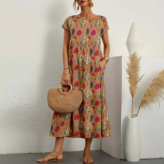 Women’s Cotton Linen Blend Casual Midi Dress - Seldom Seen Styles
