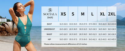 Women's Crochet One Piece Swimsuit V Neck High Waist Hollow Monokini Sexy Bathing Suit Beach Vacation Swimwear