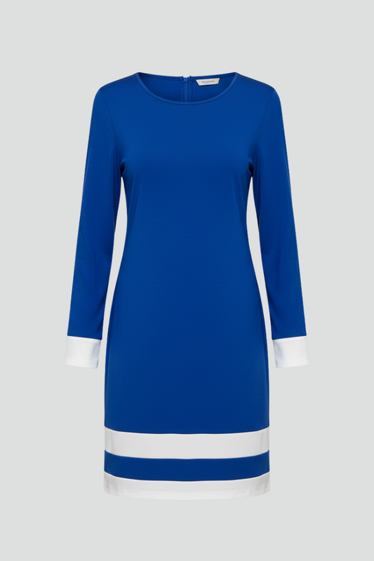Women’s Dress with Round Neck and Contrast Trim - Seldom Seen Styles