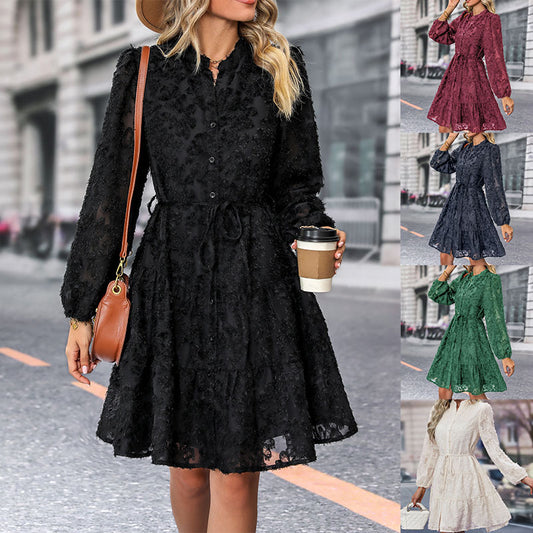 Women's Elegant Lace Mini Dress Long Sleeve Vintage Party Dress - Seldom Seen Styles