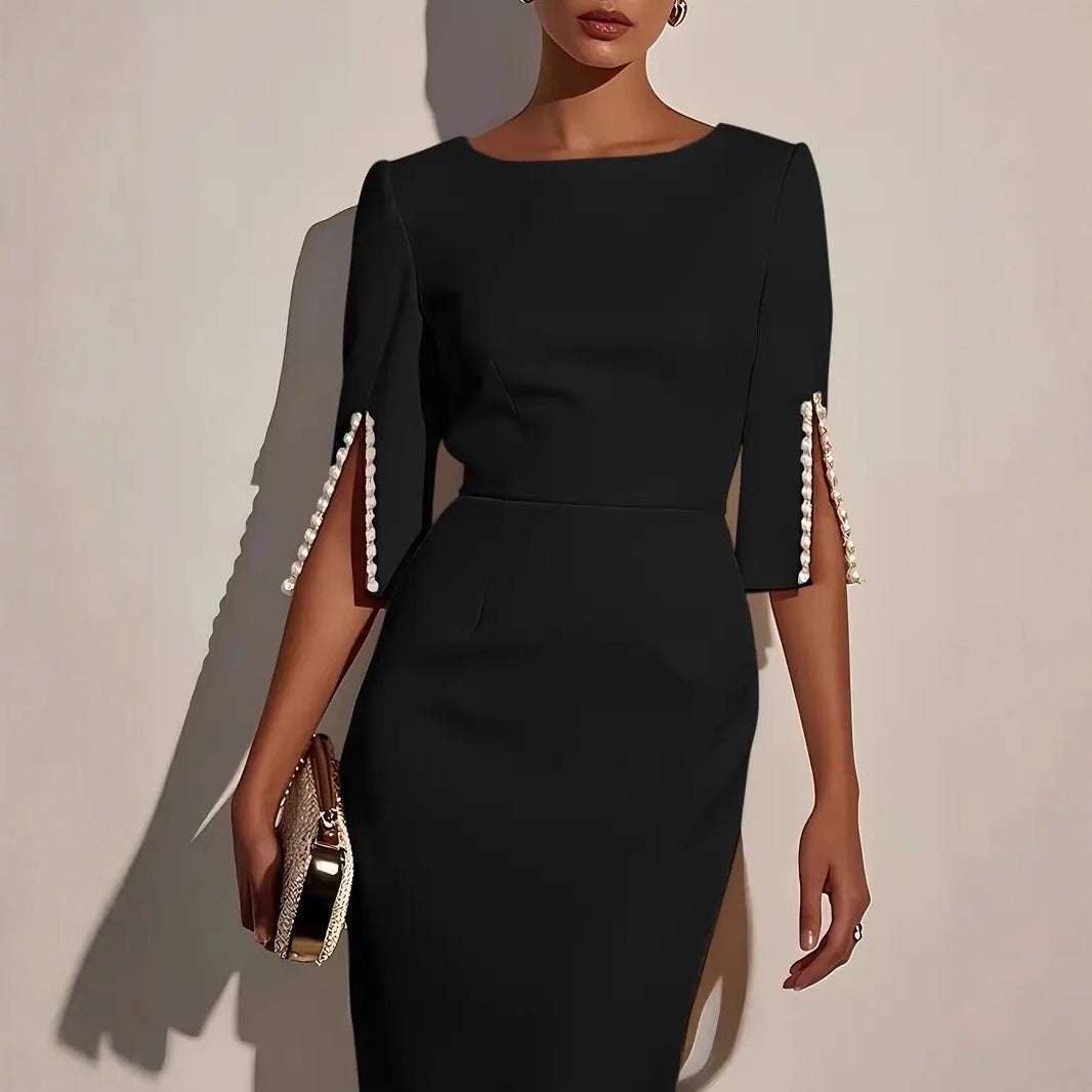 Women's Elegant Midi Dress Slim Fit Office Pencil Dress for Work - Seldom Seen Styles