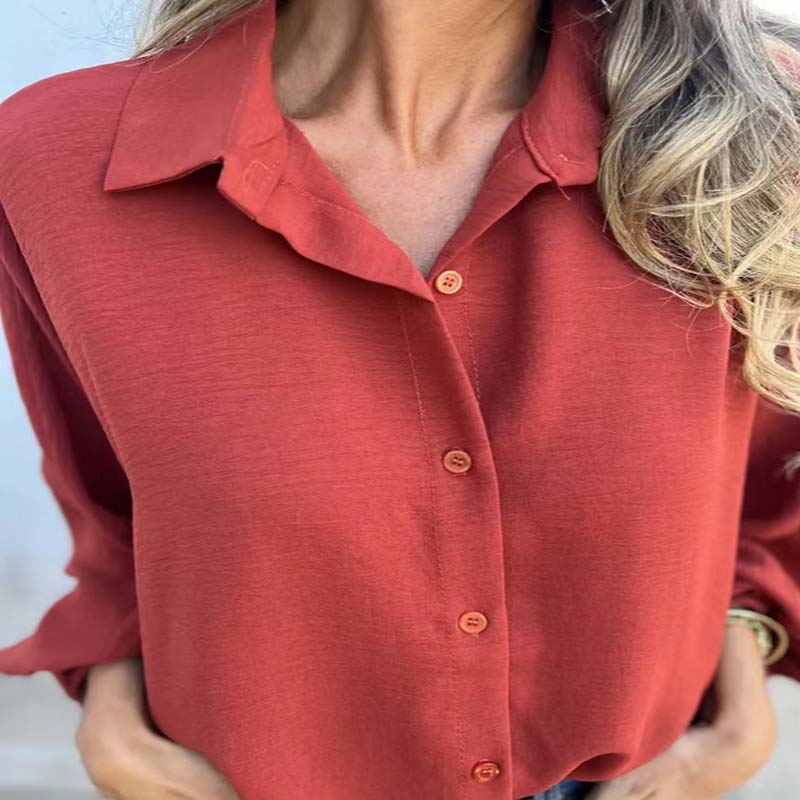 Women's Elegant Solid Color Button-Up Shirt - Seldom Seen Styles