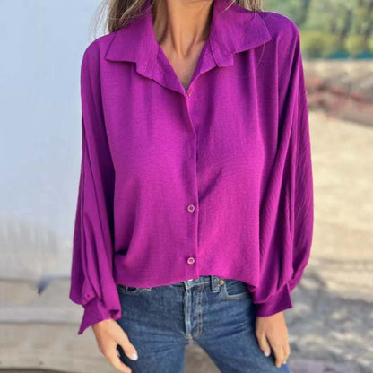 Chemise habillée unie boutonnée pour femme