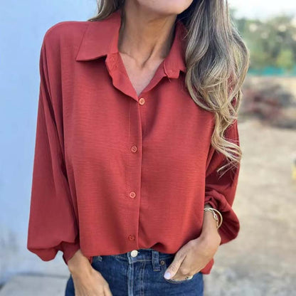 Chemise habillée unie boutonnée pour femme