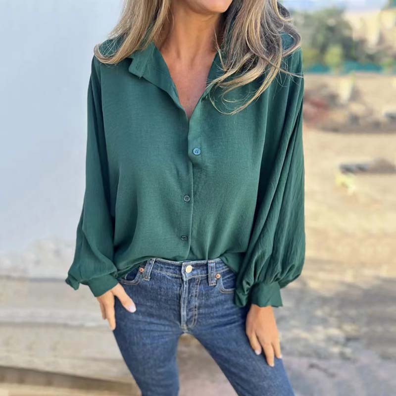 Women's Elegant Solid Color Button-Up Shirt - Seldom Seen Styles