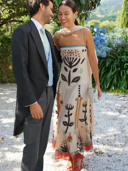 Robe de vacances à volants et empiècements