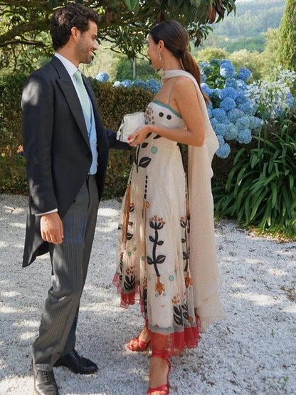 Robe de vacances à volants et empiècements