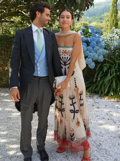 Robe de vacances à volants et empiècements