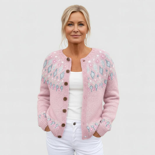 Women's Fall Cute Floral Print Open Front Knit Cardigan Sweater Winter Casual Loose Button Down Long Sleeve Coat - Seldom Seen Styles