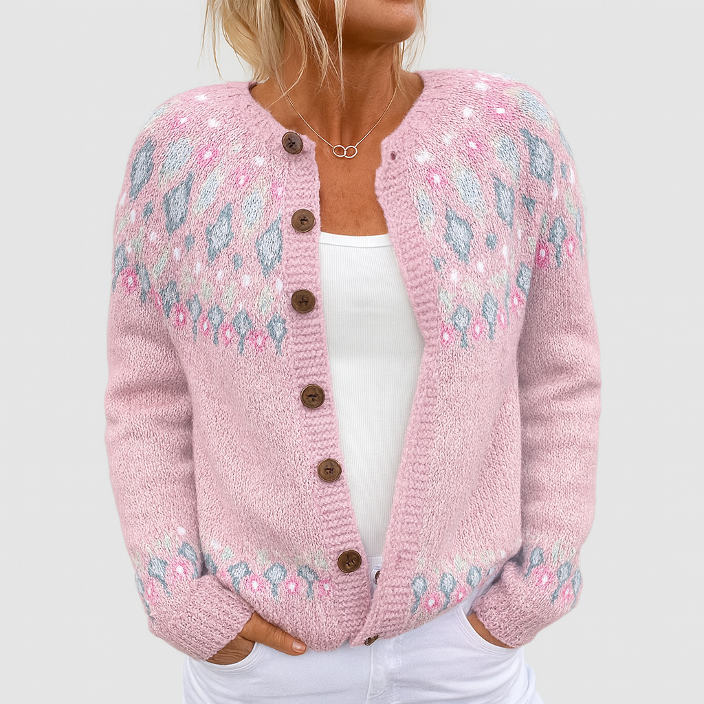 Women's Fall Cute Floral Print Open Front Knit Cardigan Sweater Winter Casual Loose Button Down Long Sleeve Coat - Seldom Seen Styles