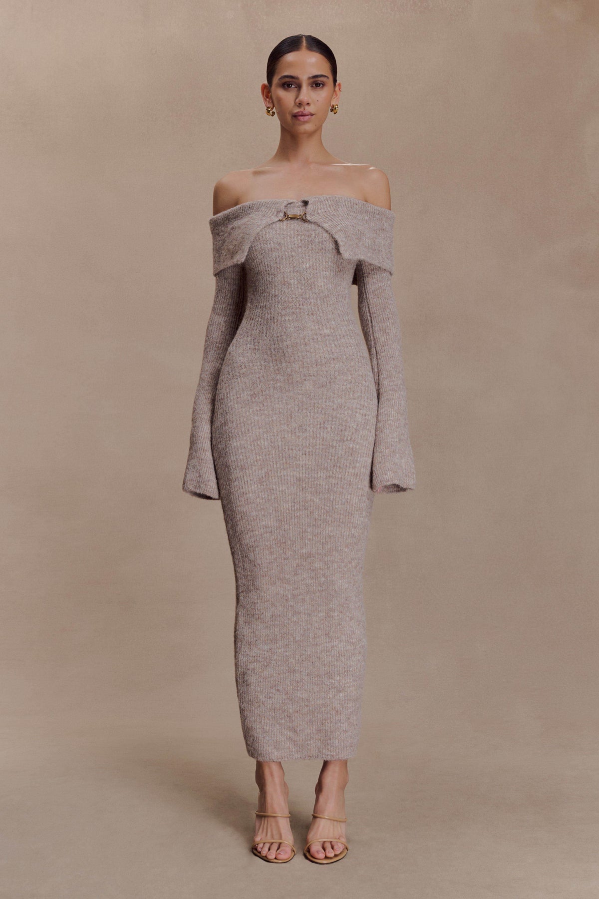 Women's Fall Off Shoulder Sweater Dress 2025 Bell Long Sleeve Ribbed Knit Bodycon Formal Maxi Dresses - Seldom Seen Styles