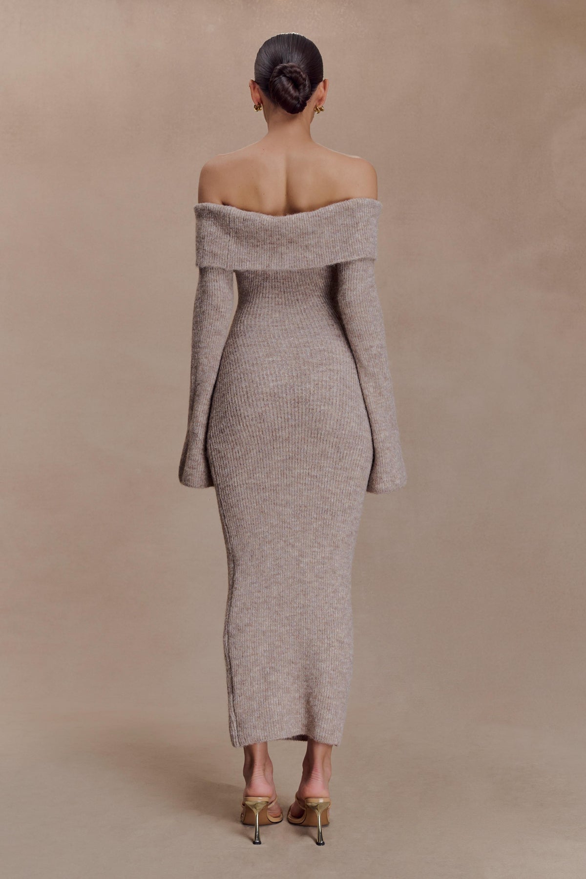 Women's Fall Off Shoulder Sweater Dress 2025 Bell Long Sleeve Ribbed Knit Bodycon Formal Maxi Dresses - Seldom Seen Styles