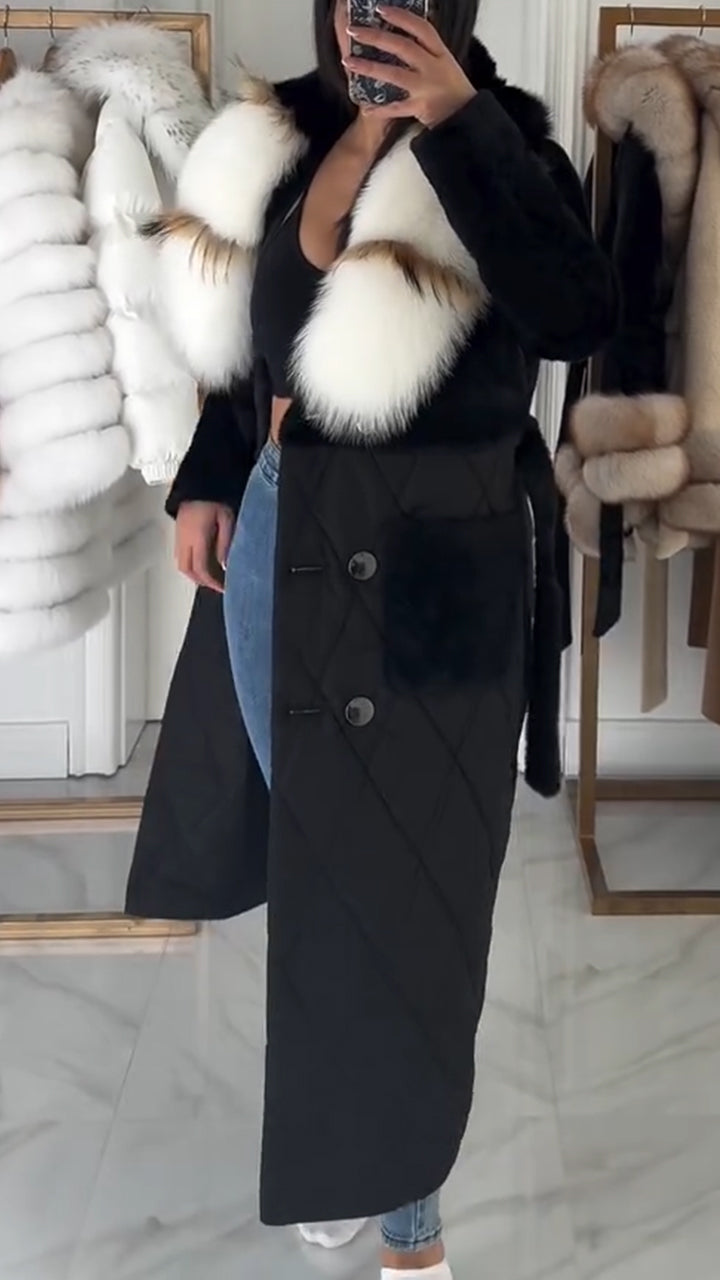 Women's Fall Winter Coat Elegant Notched Lapel Single Breasted Trench Coat with Detachable Faux Fur Collar - Seldom Seen Styles
