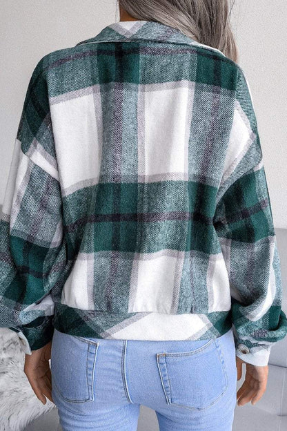Damenmode karierter Wollmantel mit Laternenärmeln