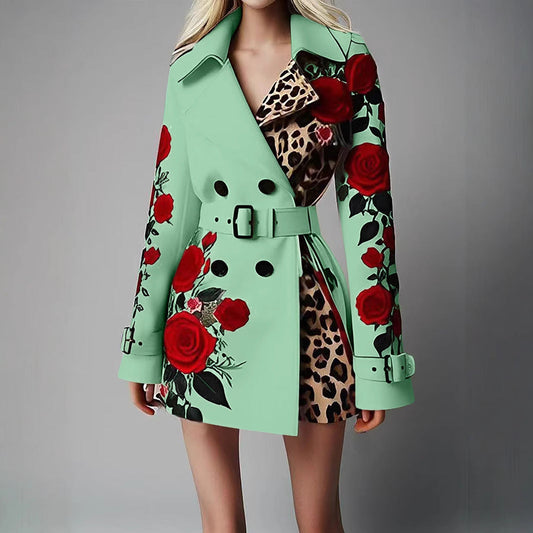 Women's Fashion Temperament Printed Turn-down Collar Coats - Seldom Seen Styles