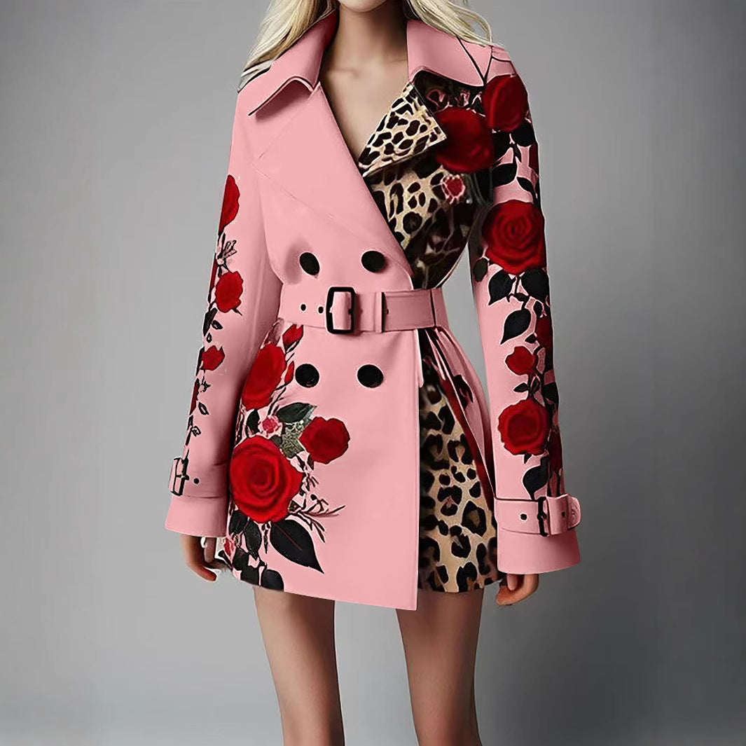Women's Fashion Temperament Printed Turn-down Collar Coats - Seldom Seen Styles