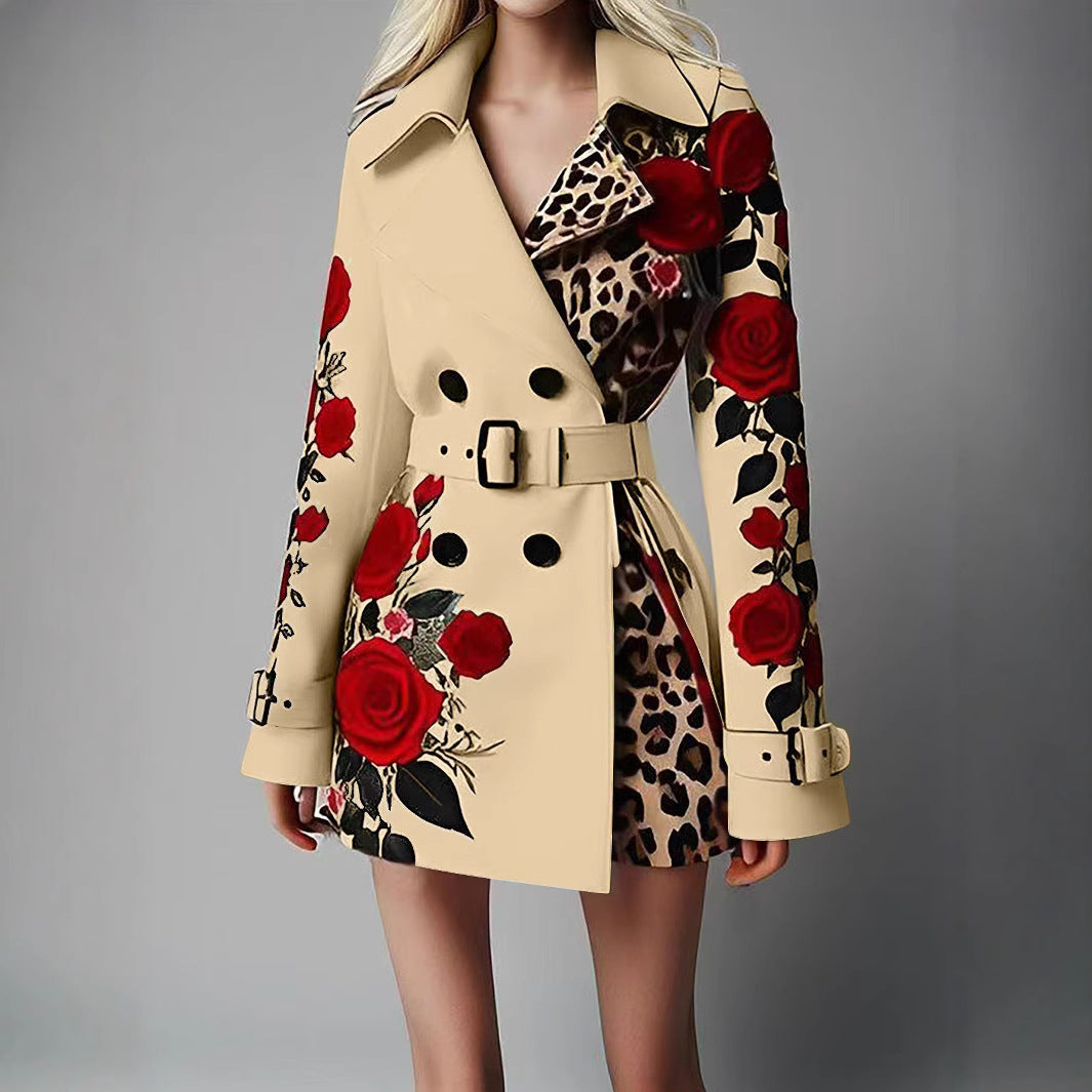 Women's Fashion Temperament Printed Turn-down Collar Coats - Seldom Seen Styles