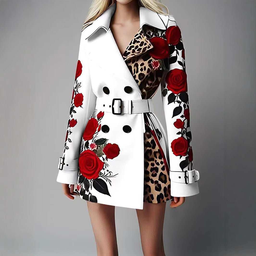 Women's Fashion Temperament Printed Turn-down Collar Coats - Seldom Seen Styles