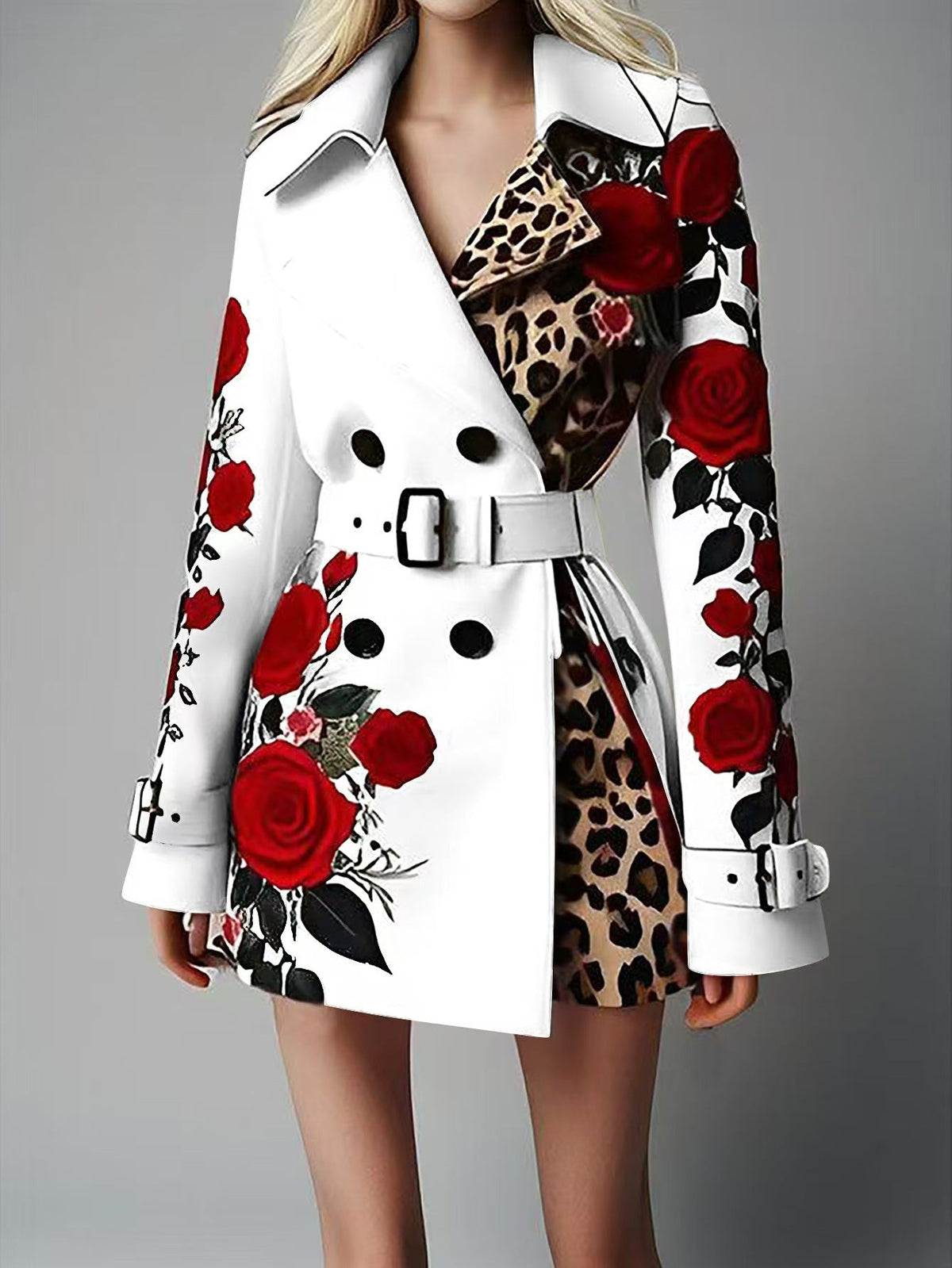 Women's Fashion Temperament Printed Turn-down Collar Coats - Seldom Seen Styles
