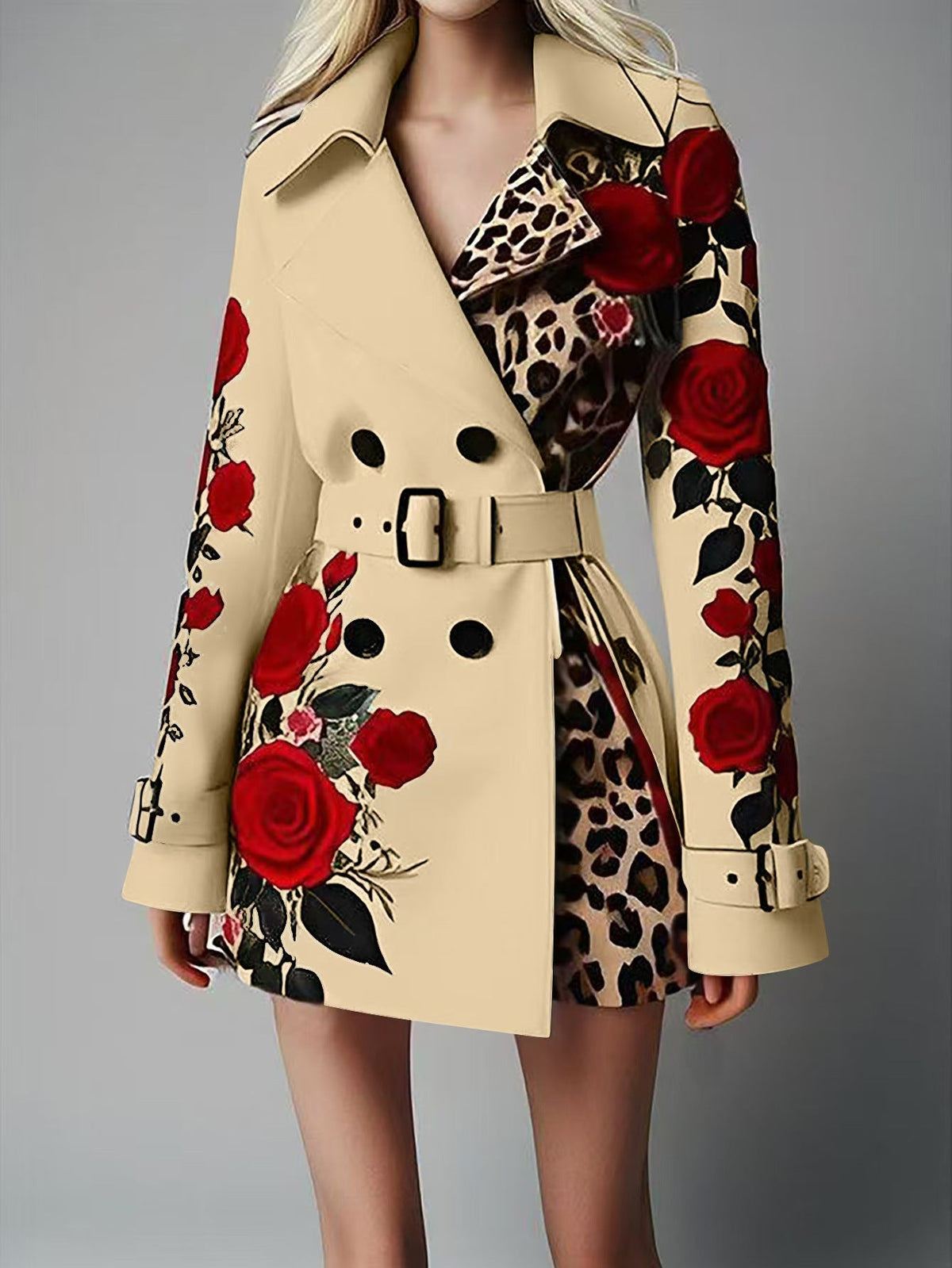 Women's Fashion Temperament Printed Turn-down Collar Coats - Seldom Seen Styles