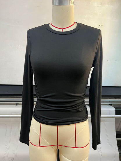 Women's Fitted Long Sleeve T Shirt Crew Neck Slim Fit Basic Tee Stretch Y2K Going Out Top
