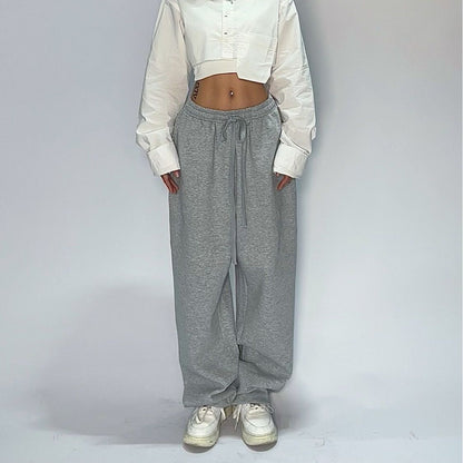 Pantalon de survêtement doublé polaire pour femme, pantalon de survêtement ample et chaud à jambes larges avec poches