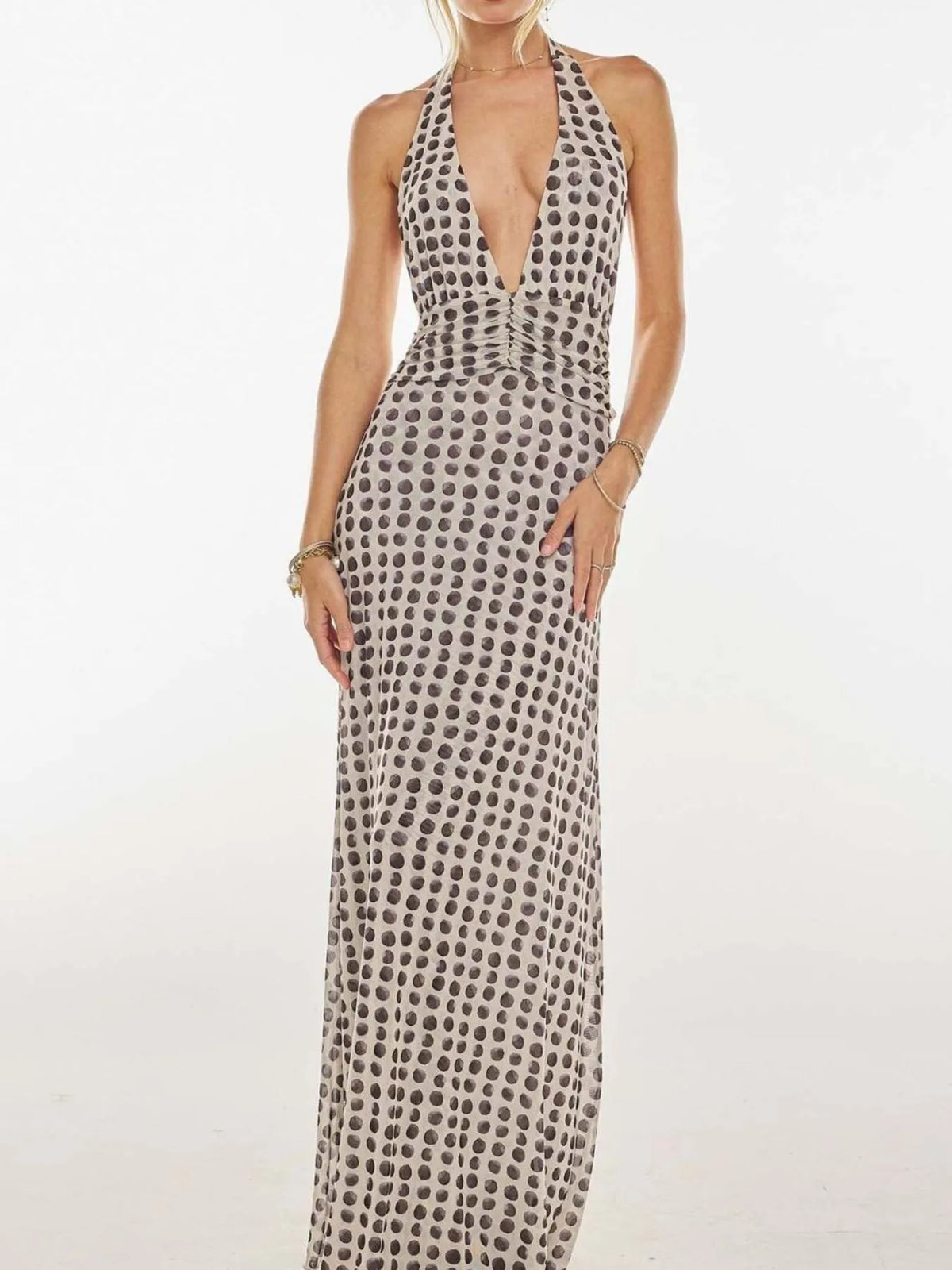 Women's Floral Halter Maxi Dress Deep V Backless Summer Dress - Seldom Seen Styles