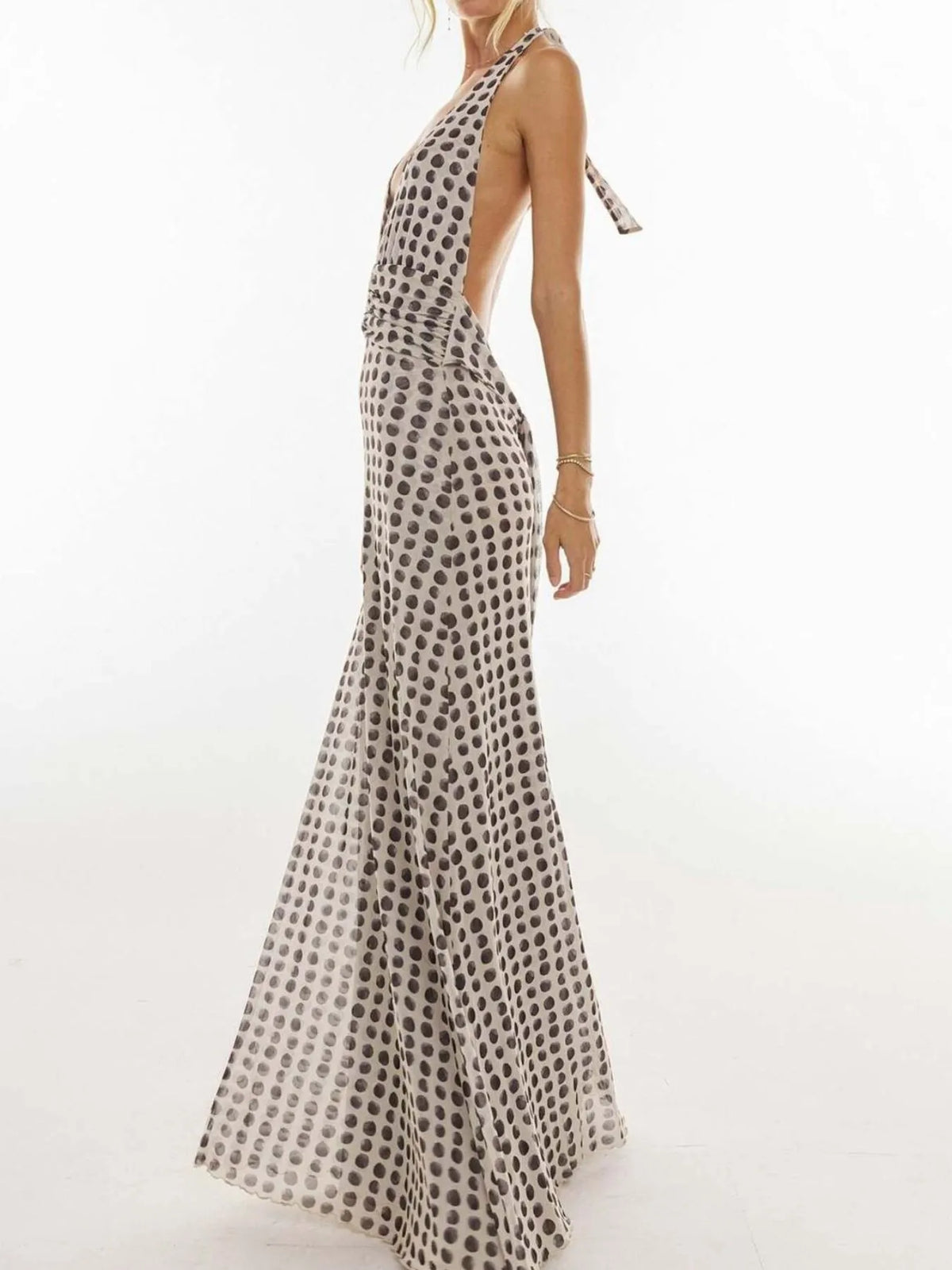 Women's Floral Halter Maxi Dress Deep V Backless Summer Dress - Seldom Seen Styles