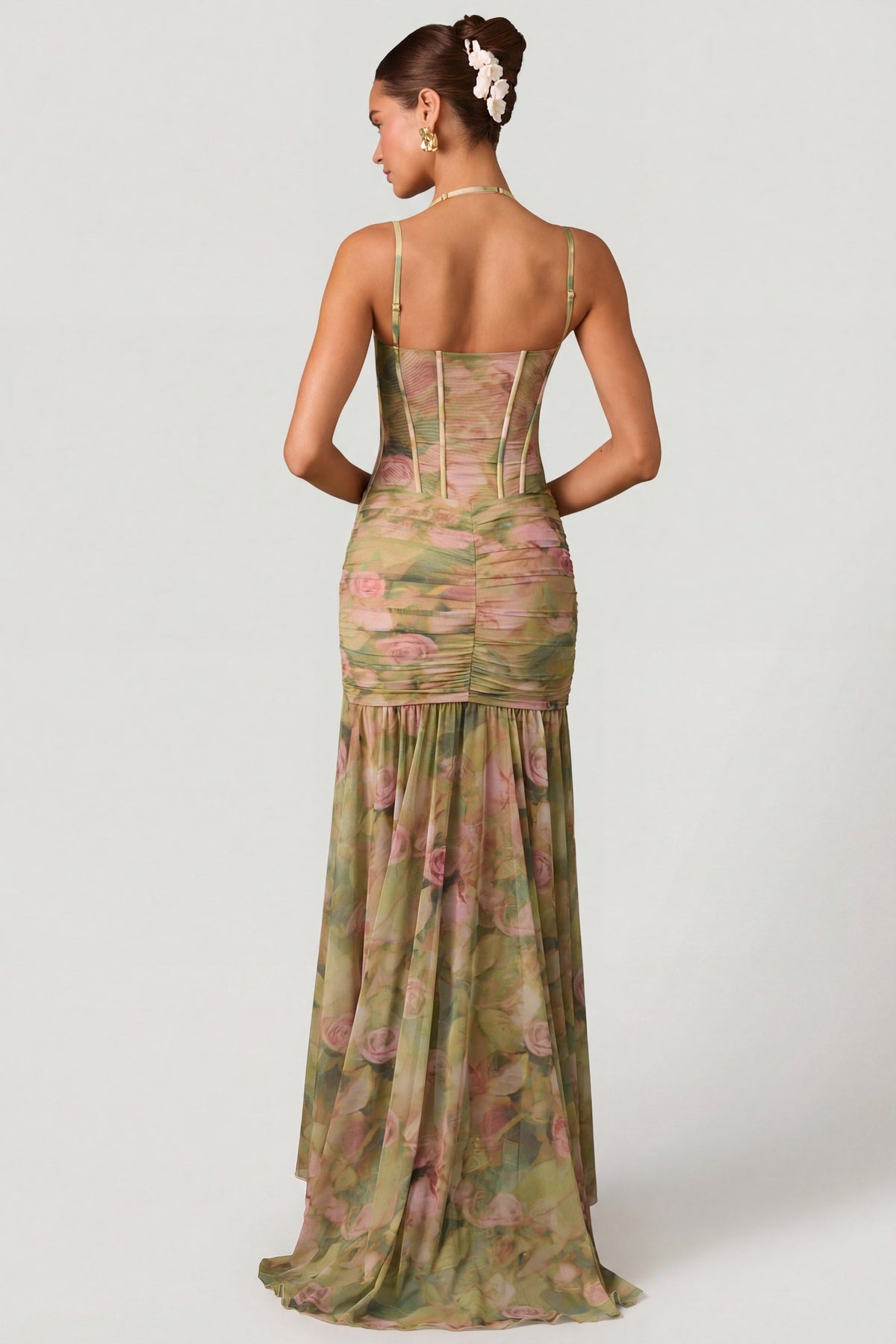 Women's Floral Maxi Dress | Elegant Halter Corset Evening & Wedding Guest Dress - Seldom Seen Styles