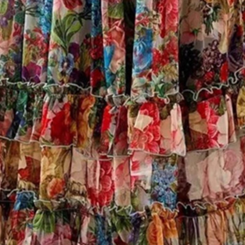 Women's Floral Maxi Dress V Neck Lantern Sleeve Tiered Cottagecore Boho Dress - Seldom Seen Styles