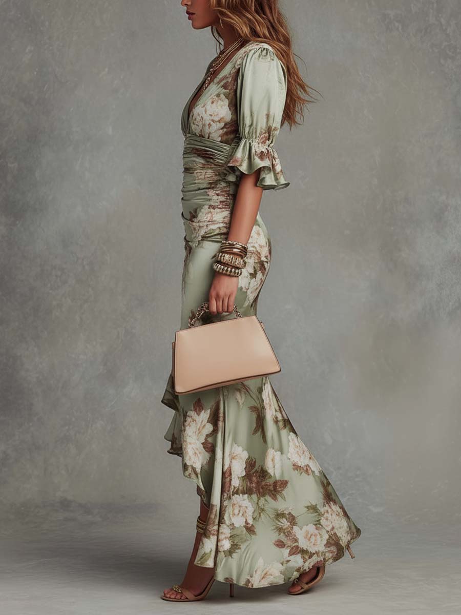 Women's Floral Maxi Dress V-Neck - Seldom Seen Styles
