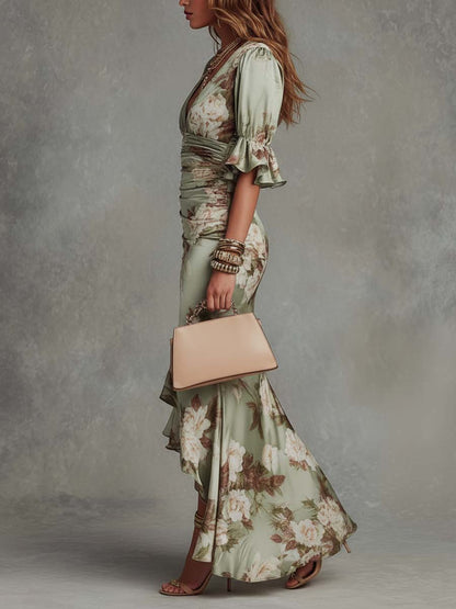 Women's Floral Maxi Dress V-Neck