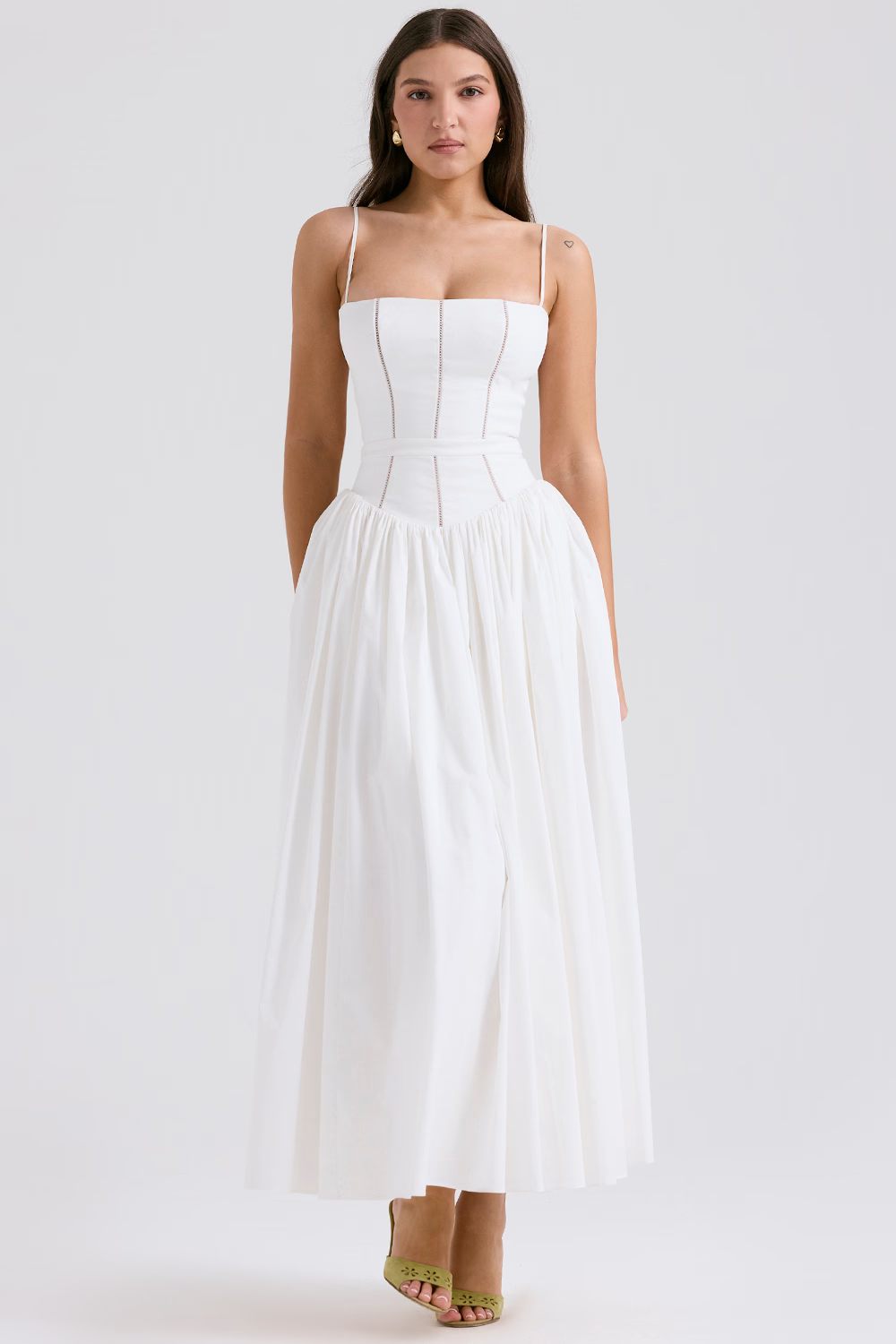 Women's Floral Midi Dress Spaghetti Strap Corset Waist Cottagecore Summer Dress - Seldom Seen Styles