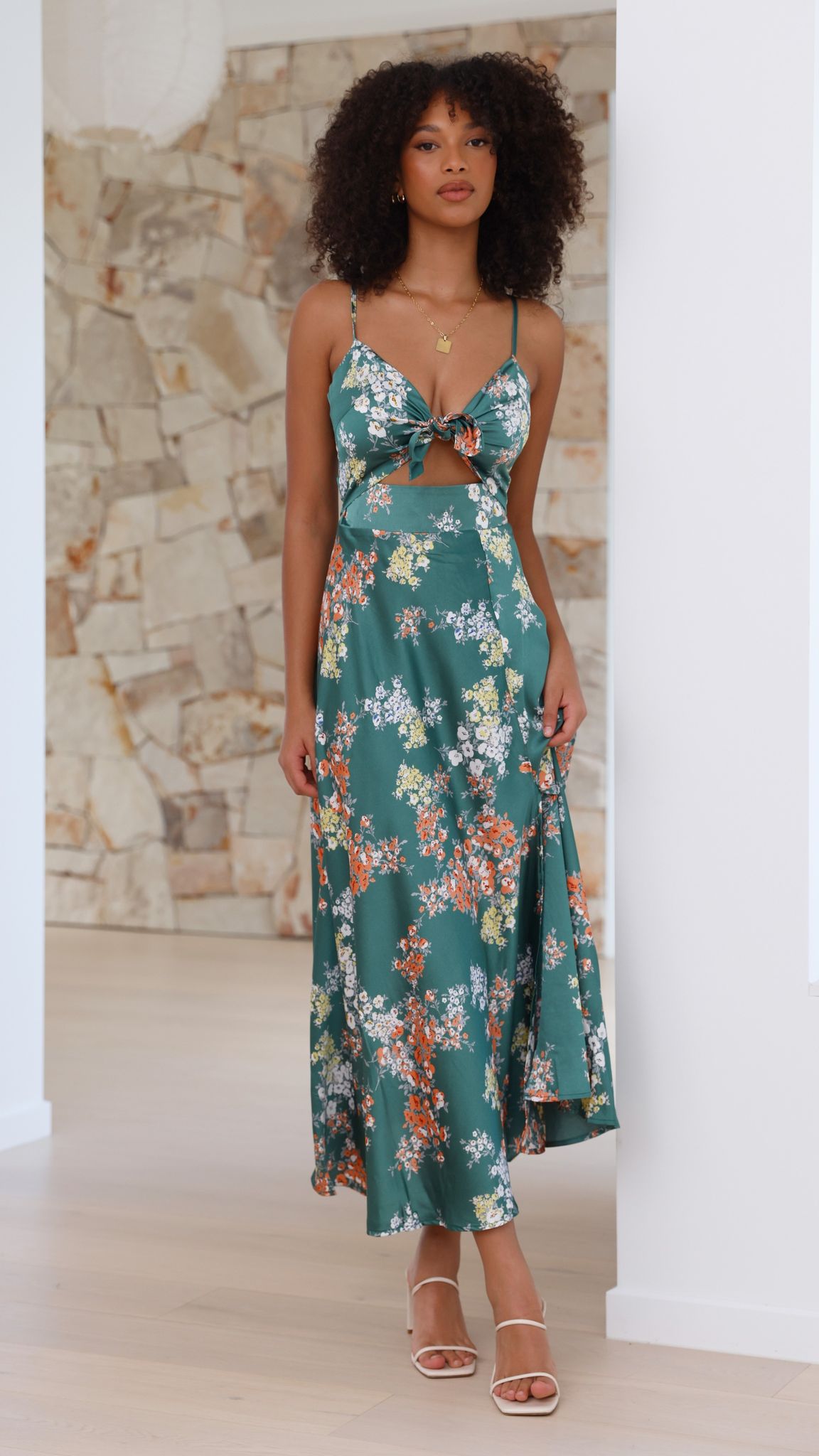 Women's Floral Midi Dress Spaghetti Strap Summer Vacation Slip Dress - Seldom Seen Styles