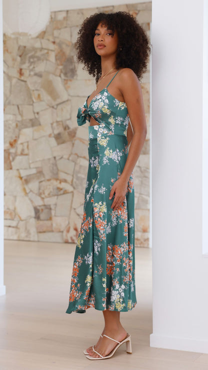 Women's Floral Midi Dress Spaghetti Strap Summer Vacation Slip Dress