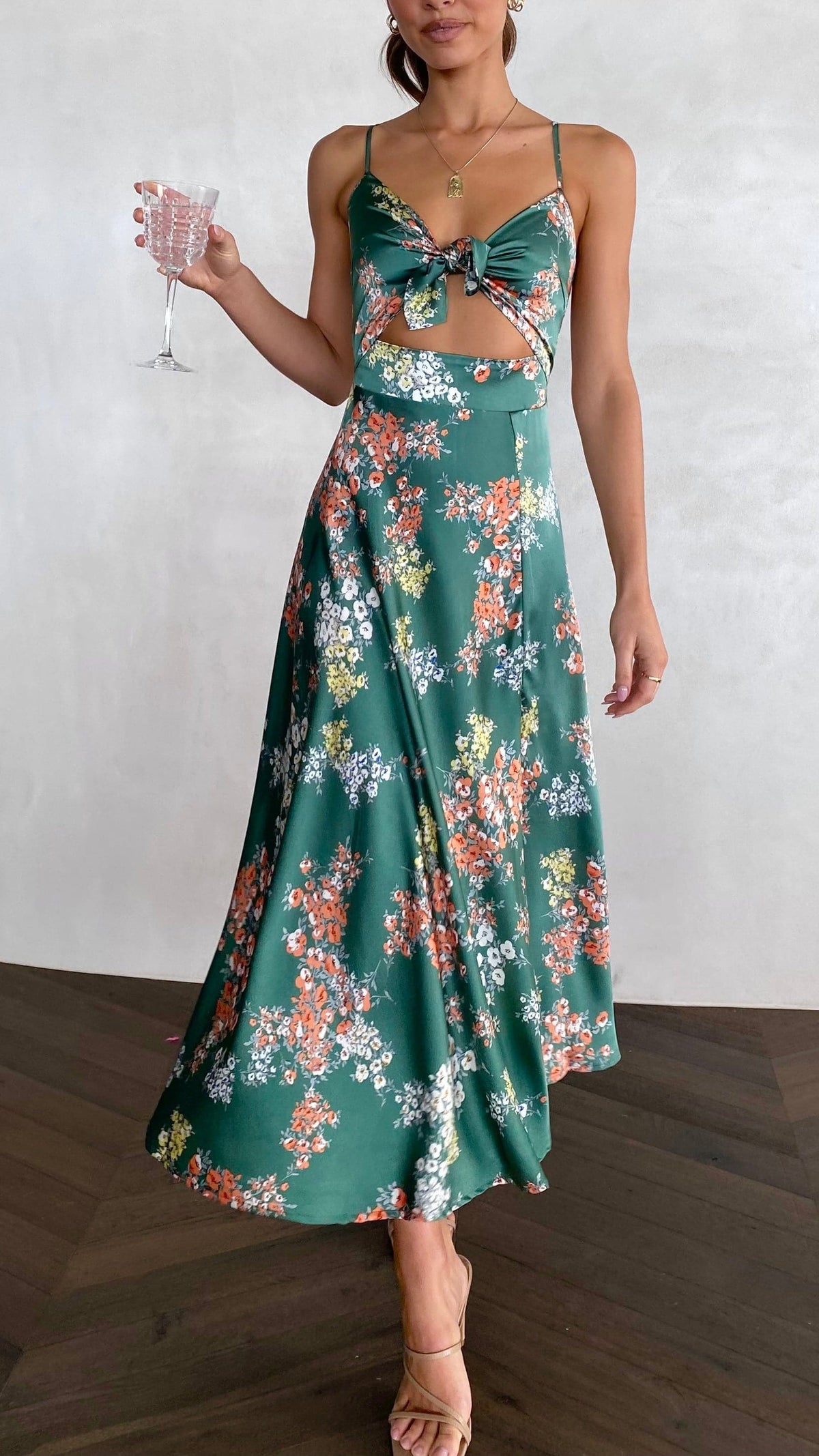 Women's Floral Midi Dress Spaghetti Strap Summer Vacation Slip Dress - Seldom Seen Styles