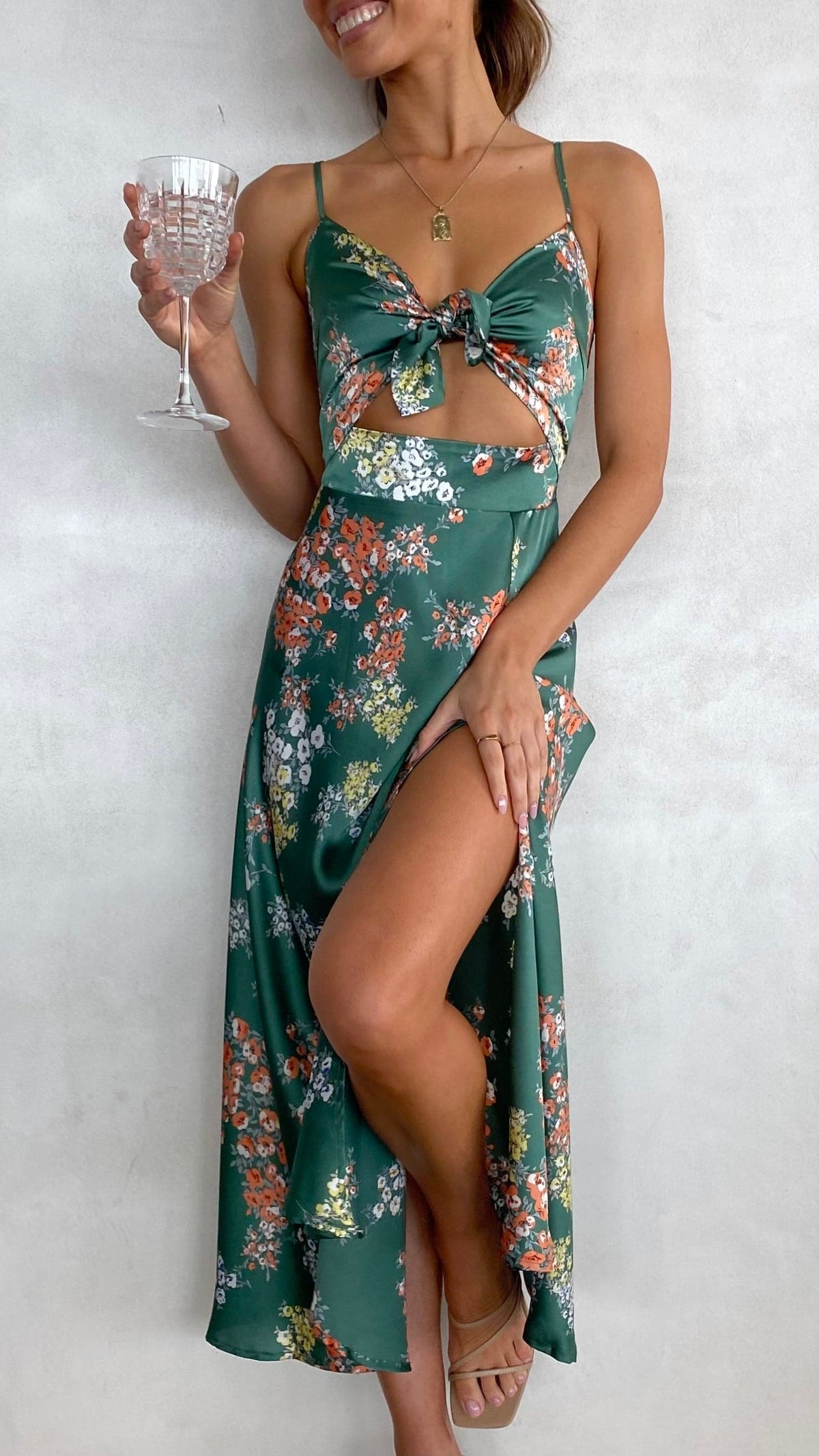 Women's Floral Midi Dress Spaghetti Strap Summer Vacation Slip Dress - Seldom Seen Styles
