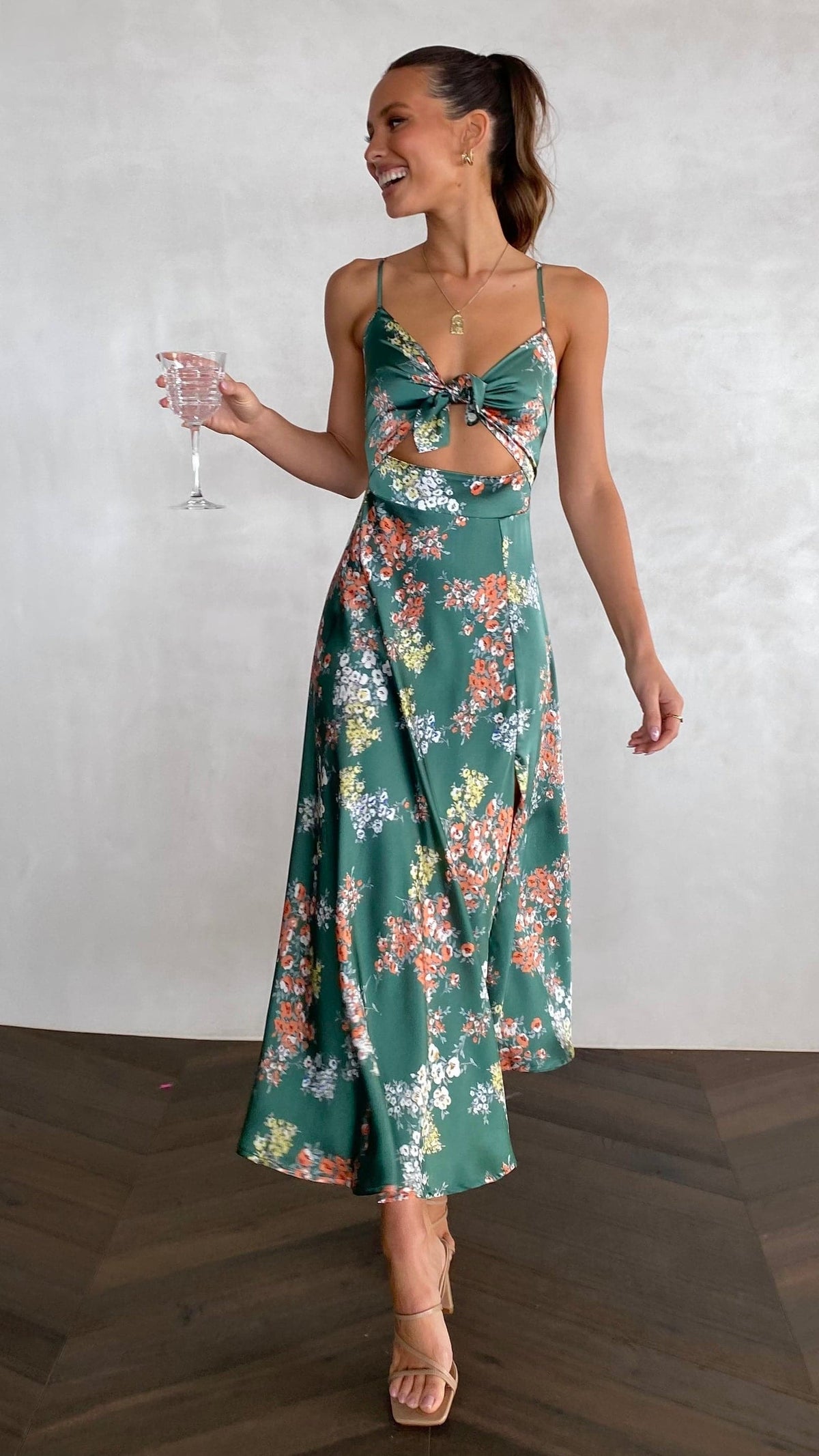 Women's Floral Midi Dress Spaghetti Strap Summer Vacation Slip Dress - Seldom Seen Styles