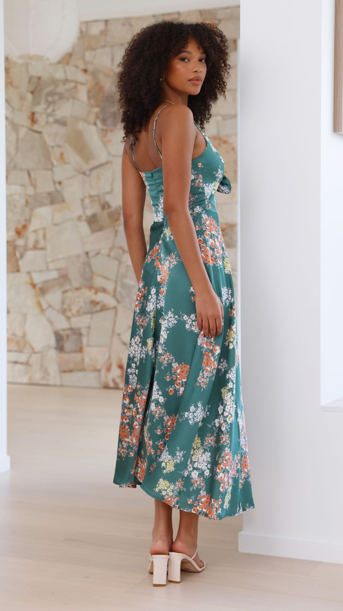 Women's Floral Midi Dress Spaghetti Strap Summer Vacation Slip Dress - Seldom Seen Styles