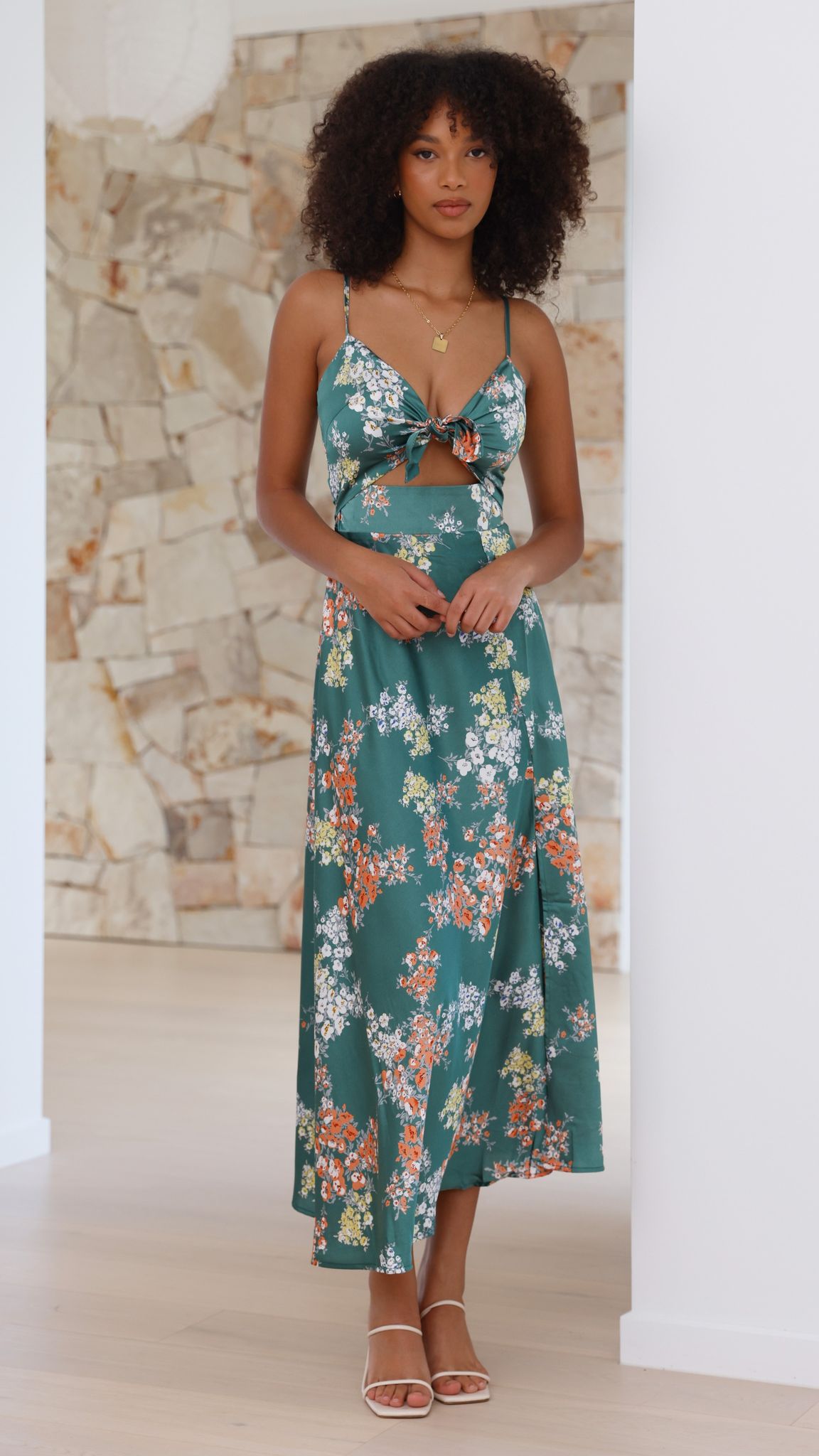 Women's Floral Midi Dress Spaghetti Strap Summer Vacation Slip Dress - Seldom Seen Styles