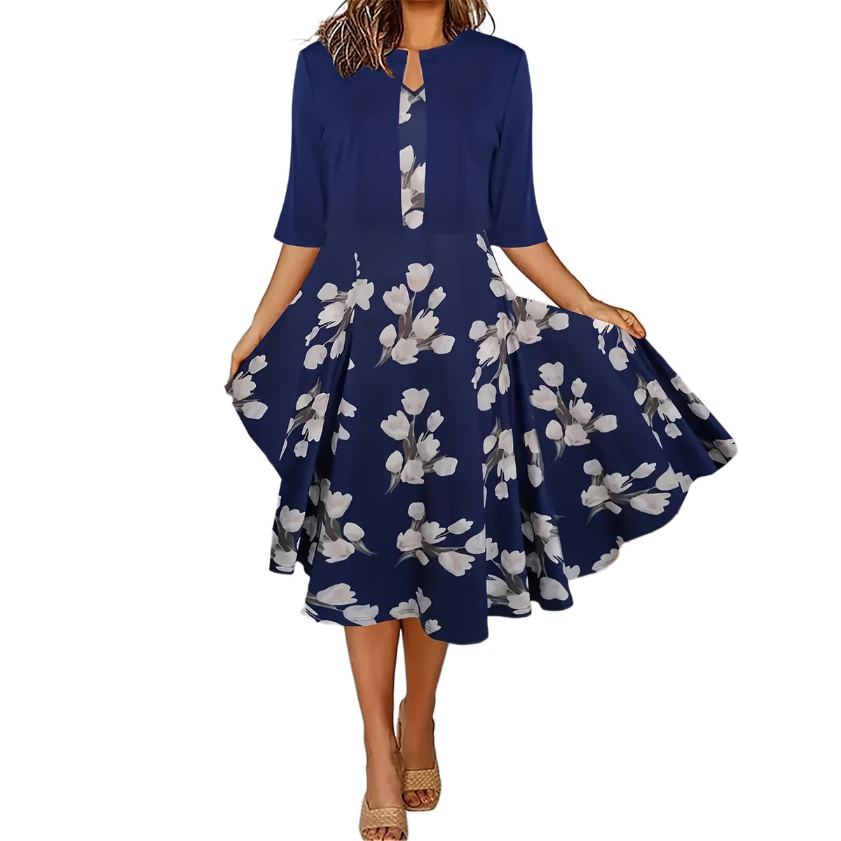 Women's Floral Midi Dress with Jacket Elegant Two Piece Dress Set - Seldom Seen Styles