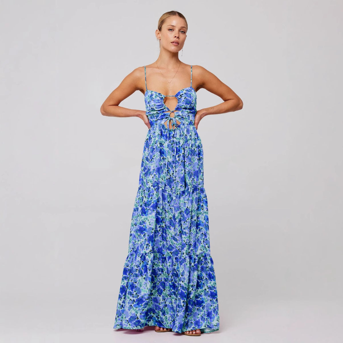 Women's Floral Print Maxi Dress Spaghetti Strap Boho Dress Cutout Summer Beach Dress Vacation Resort Wear - Seldom Seen Styles
