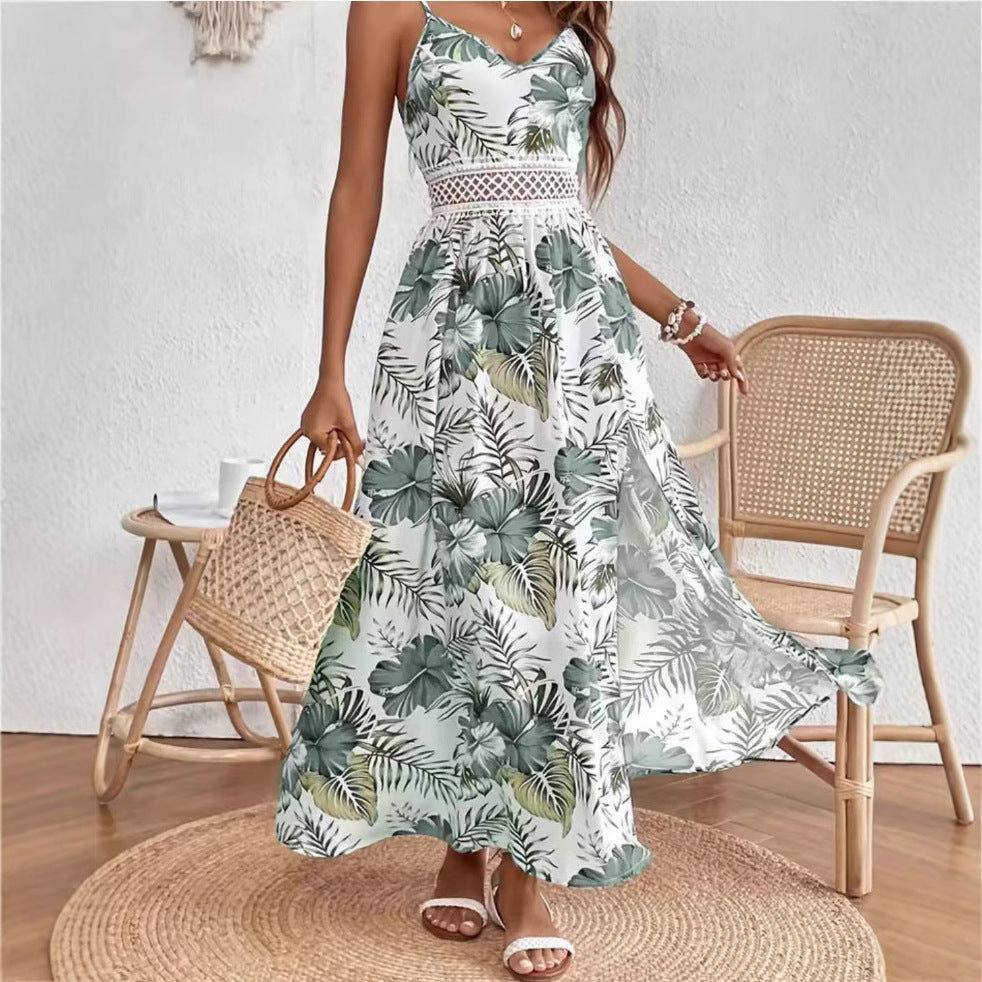 Women's Floral Print Midi Dress Elegant Vacation Summer Beach Holiday Casual Outfit - Seldom Seen Styles