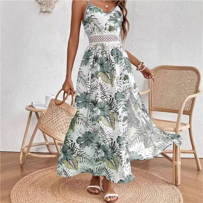 Women's Floral Print Midi Dress Elegant Vacation Summer Beach Holiday Casual Outfit