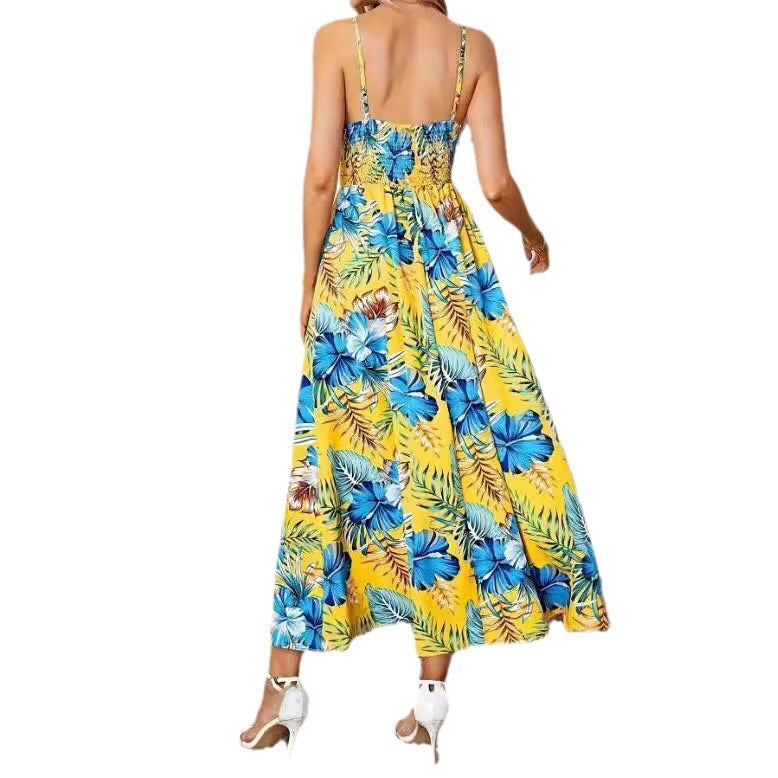 Women's Floral Print Midi Dress Elegant Vacation Summer Beach Holiday Casual Outfit - Seldom Seen Styles