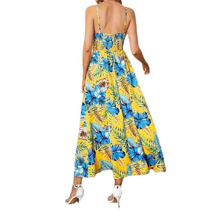 Women's Floral Print Midi Dress Elegant Vacation Summer Beach Holiday Casual Outfit