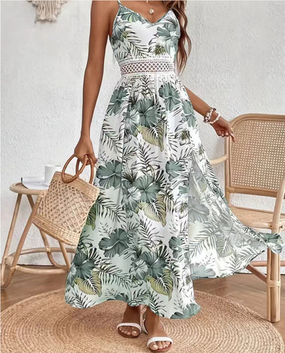 Women's Floral Print Midi Dress Elegant Vacation Summer Beach Holiday Casual Outfit